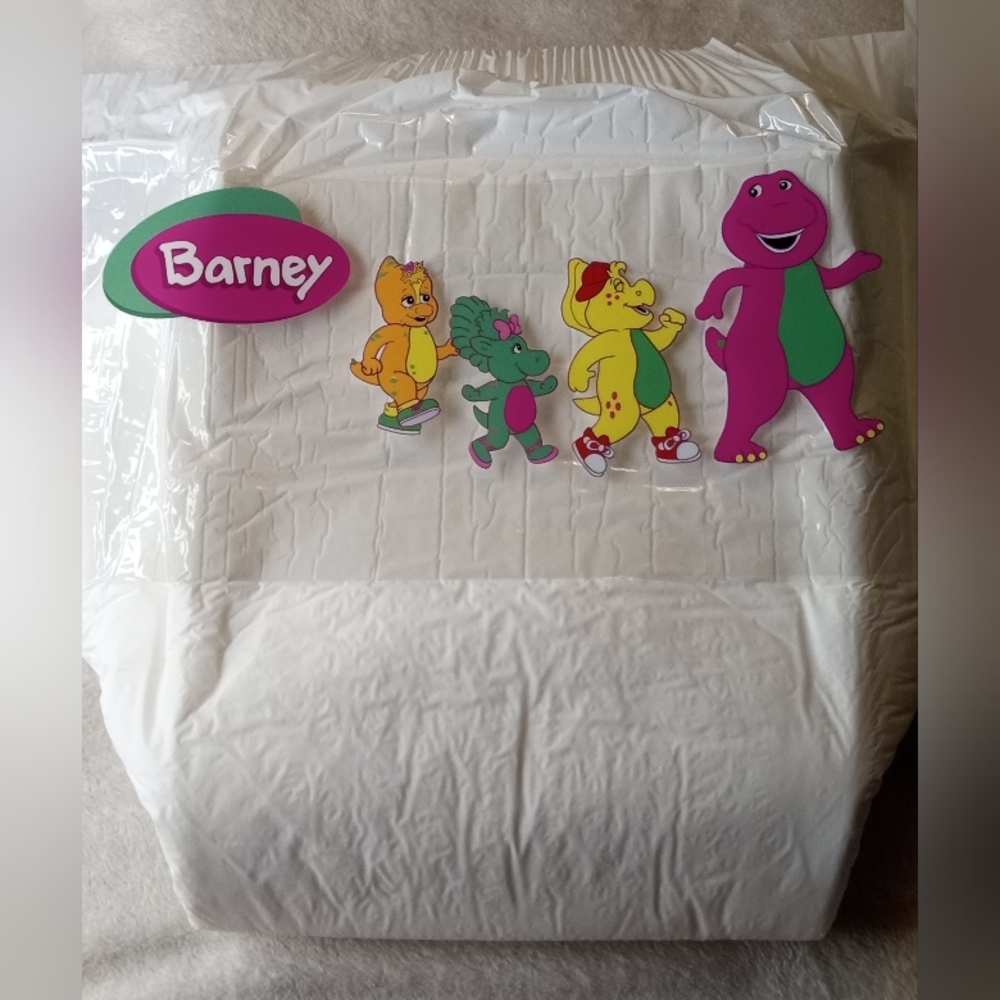 Barney Themed ABDL Adult Disposable Diaper - Picture 1 of 1